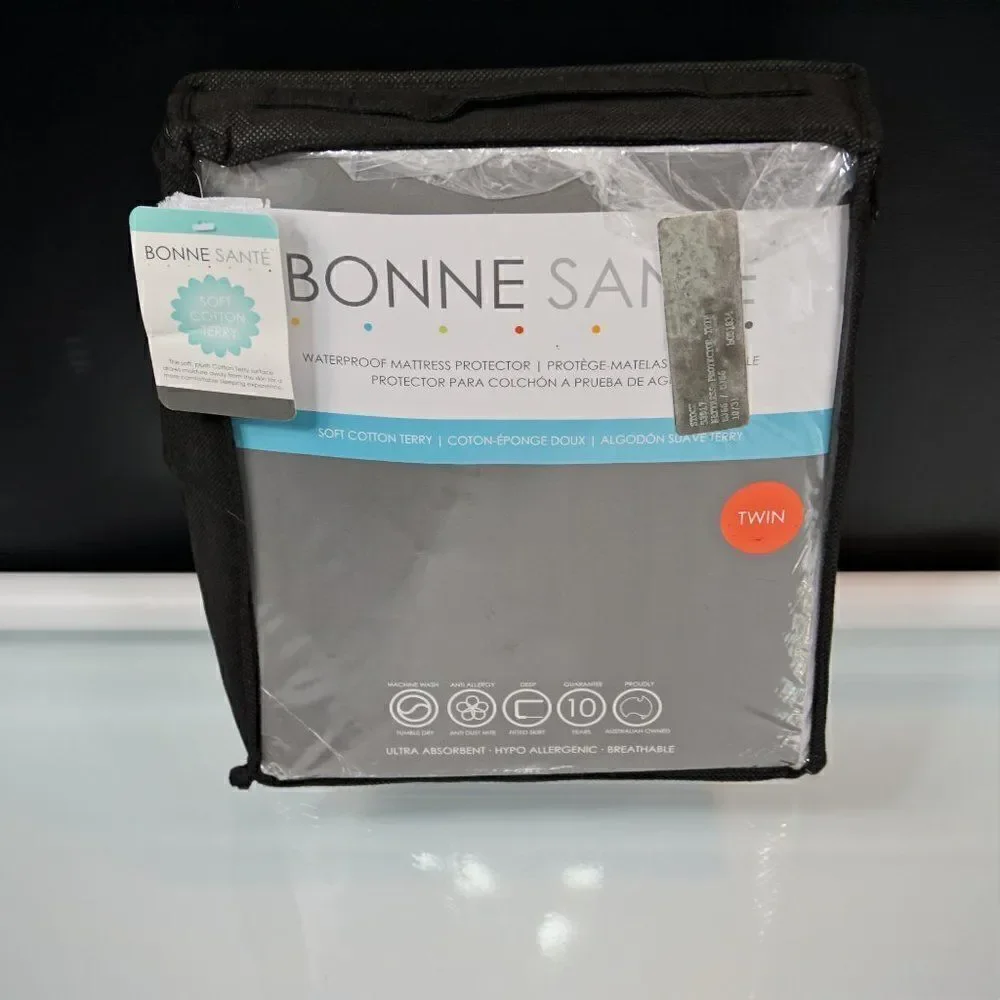 Playgro Bonne Sante Twin Mattress Protector Cotton Terry White